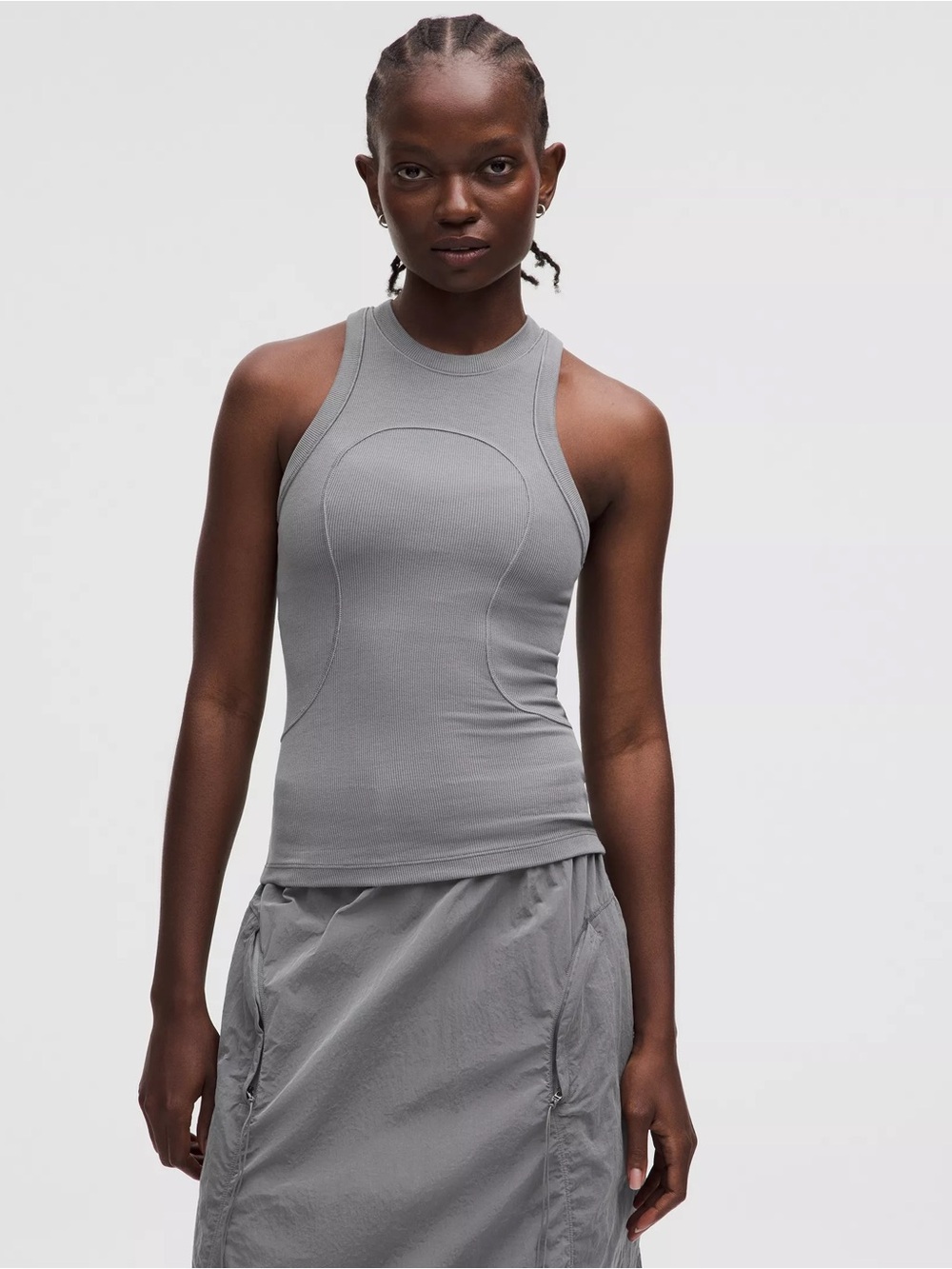 Lululemon Ribbed Modal Tank Top SLNSH Grey‎ Size 0